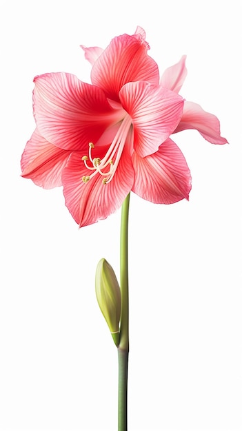 Foto foto di un bellissimo fiore di amaryllis isolato su sfondo bianco