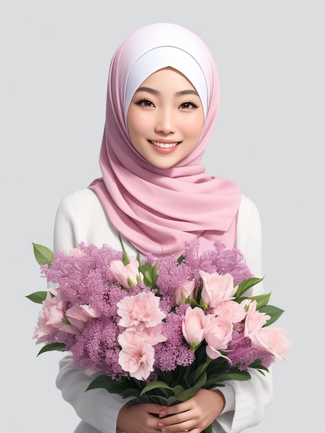 Photo photo of a beautiful asian hijab woman to congratulate world womens day