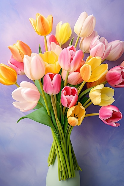 Photo beautiful color bouquet of tulips in spring