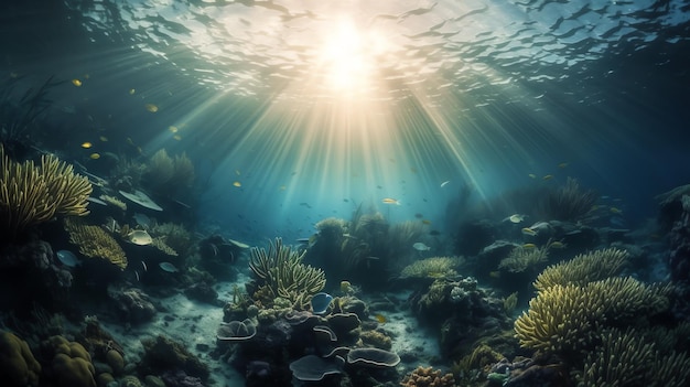 Photo of beautiful coral reef underwater view