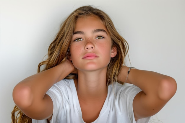 아름다운 사랑스러운 십대 소녀의 사진 생성 AI