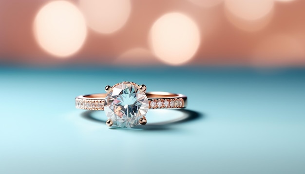 다이아몬드와 함께 아름다운 약혼 반지 사진