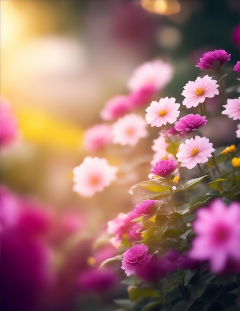 Photo a beautiful flowers bokeh behind a garden