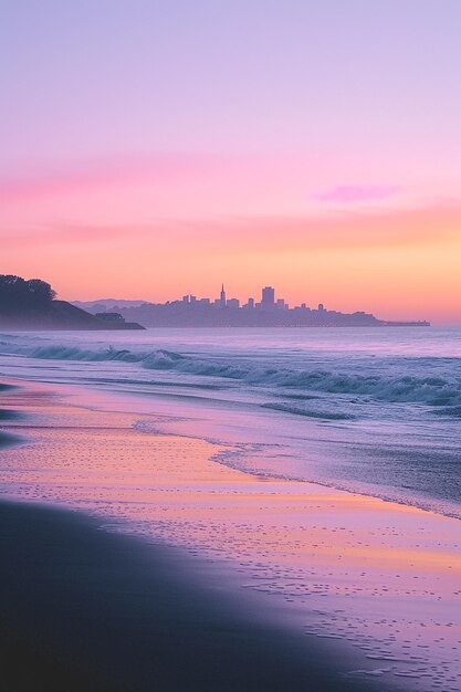 Photo beautiful landscape of beach sea and tropical beach at sunset or sunrise