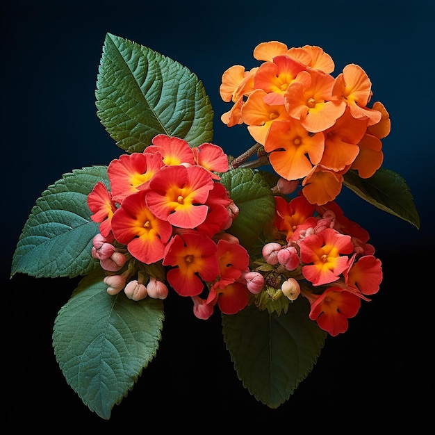 Photo of beautiful Lantana flower isolated on black background