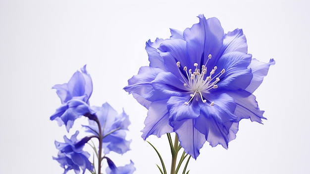 Photo of beautiful Larkspur flower isolated on white background