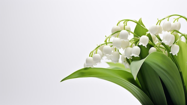 Photo of beautiful Lily of the Valley flower isolated on white background