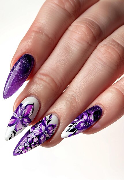 Photo photo of beautiful luxury nail art design with woman clean nails