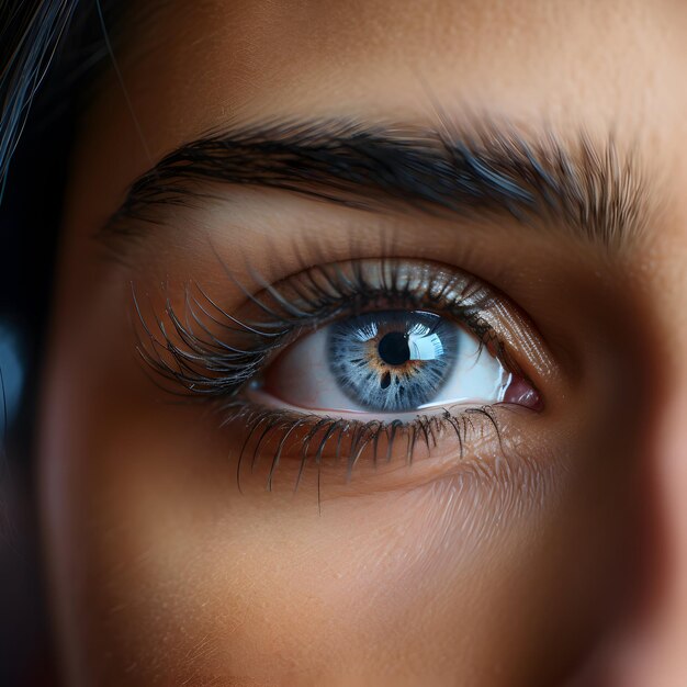 Фото Фото красивая макрос крупным планом снимок женщины глубокие зеленые глаза генеративный ии