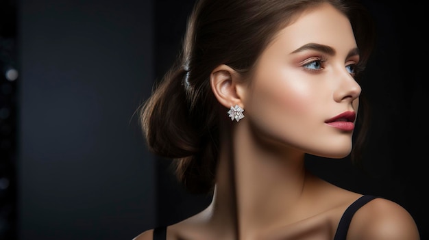 A Photo of a Beautiful Model Displaying Diamond Stud Earrings