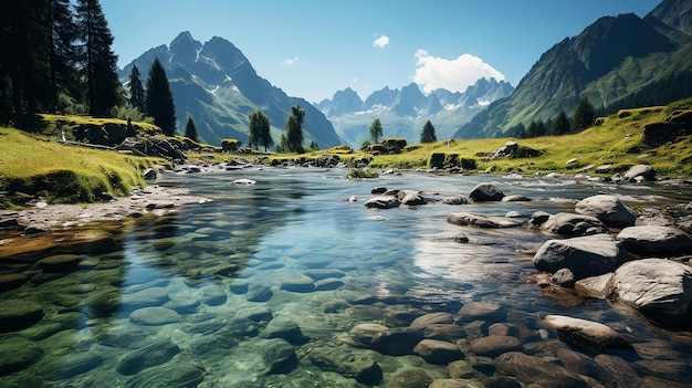 写真 美しい山の湖の背景