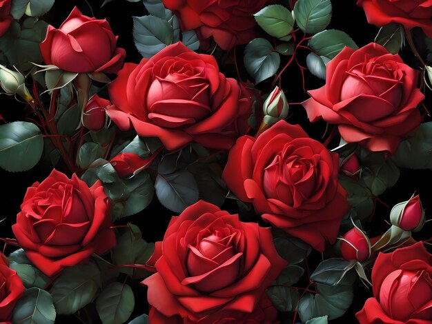 美しい自然の赤いバラのパターン背景の写真