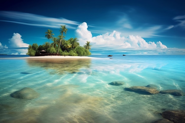 Photo beautiful ocean landscape with small tropical island ai generated