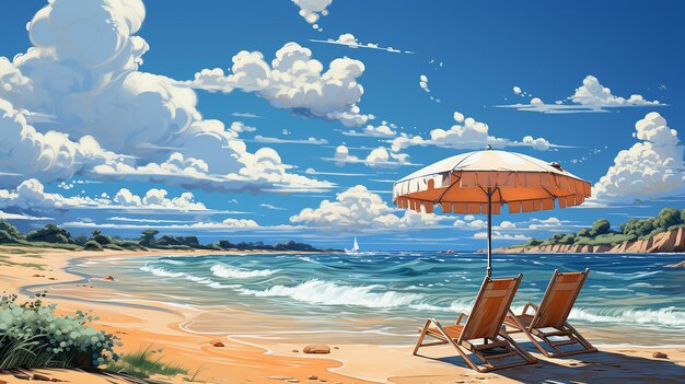 Фото красивый открытый тропический пляж море океан с зонтиком стул и гостиная