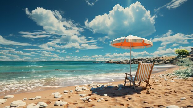 Photo beautiful outdoor tropical beach sea ocean with umbrella chair and lounge