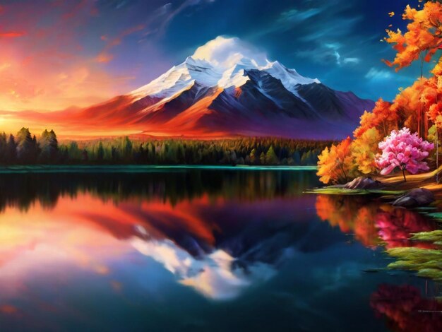 Photo a beautiful painting wallpaper background ai generated