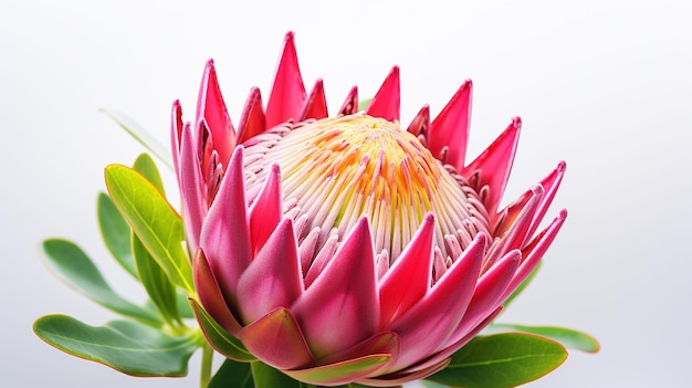 Photo of beautiful Protea flower isolated on white background