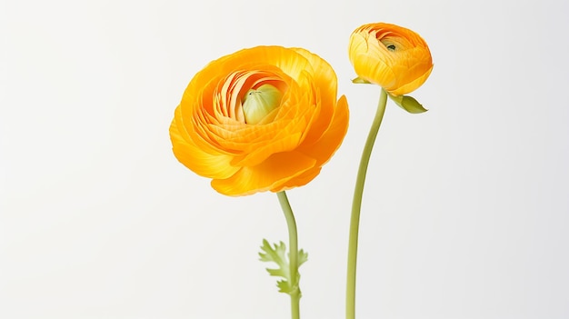 Photo of beautiful Ranunculus flower isolated on white background