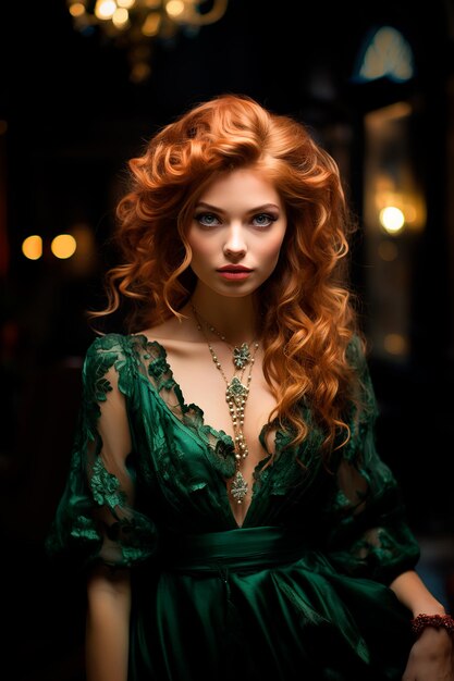 Photo of a beautiful redhaired woman with light eyes