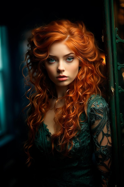 Photo of a beautiful redhaired woman with light eyes