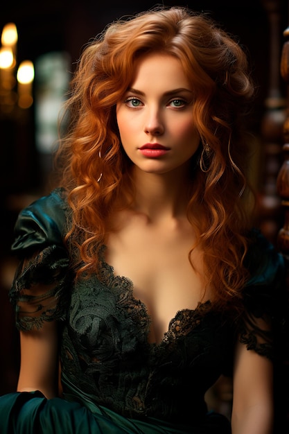 Photo of a beautiful redhaired woman with light eyes