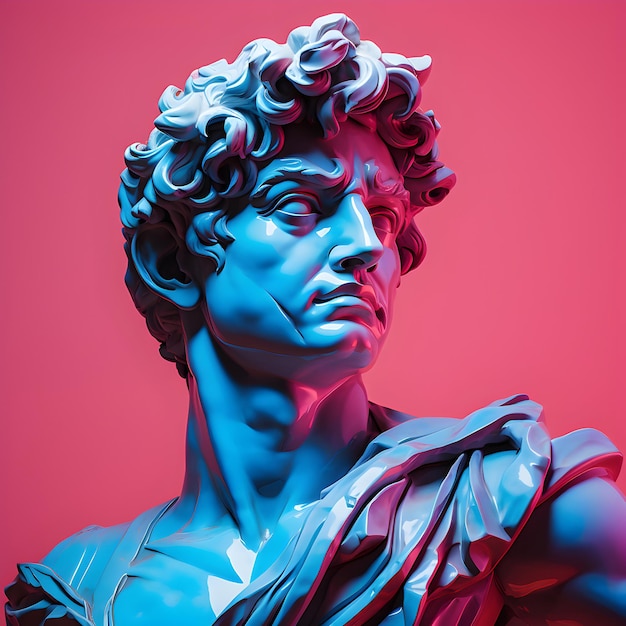 photo beautiful roman figure carving on colorful background generative ai