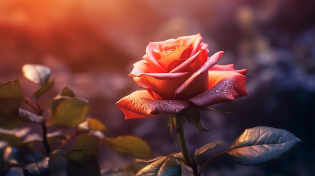 Photo of beautiful rose in the garden generative ai