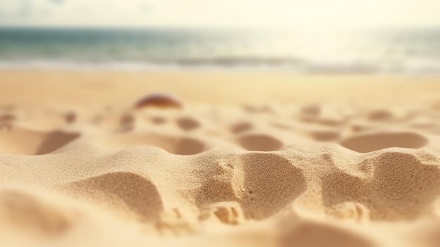 Photo beautiful sand beach with blur background generated by ai