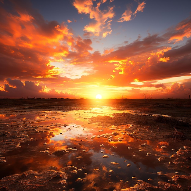 photo beautiful shot of a seascape in the evening during the sunset Generated by AI