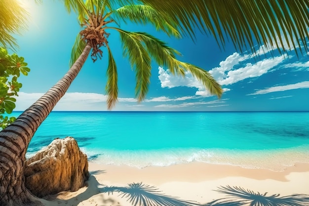 Foto foto bellissima spiaggia tropicale e mare con cocco