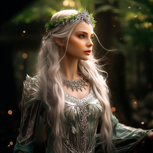 Premium AI Image | photo of a beautiful ultra realistic elf queen