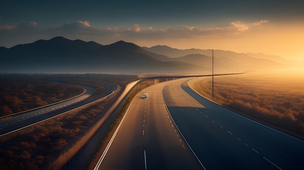 photo of a beautiful view of highway cinematic ai generative