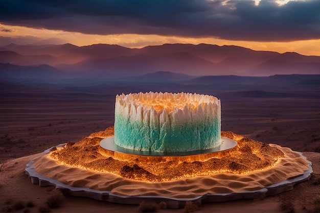 Photo beautiful view of Modern cake landscape at the rocks and hills image foe wallpaper