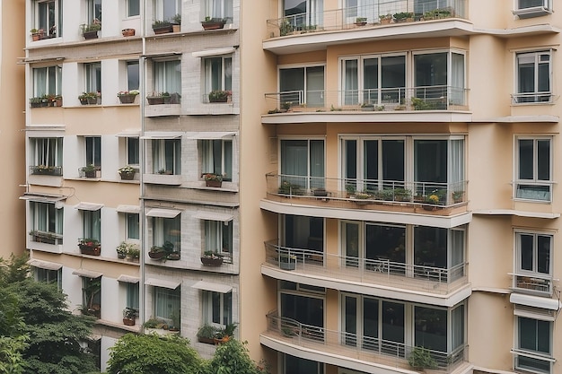 Photo a beautiful view of residential building from window