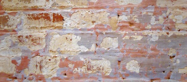 photo of beautiful vintage brick wall in house interior, wide panorama of brick wall