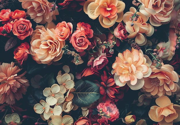 아름다운 빈티지 꽃 패턴 배경 디자인의 사진
