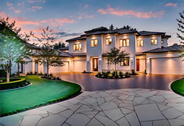 Photo of a beautiful white house with abundant windows