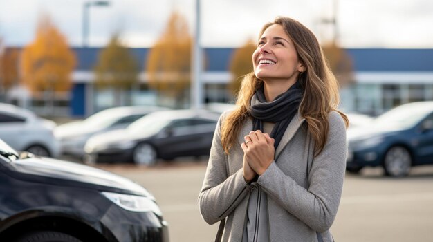 Photo photo beautiful woman enjoying new car generator by ai