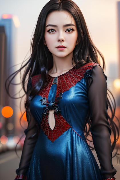 Photo of a beautiful woman with super hero costume