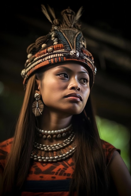 Photo photo of a beautiful young mentawai tribe woman