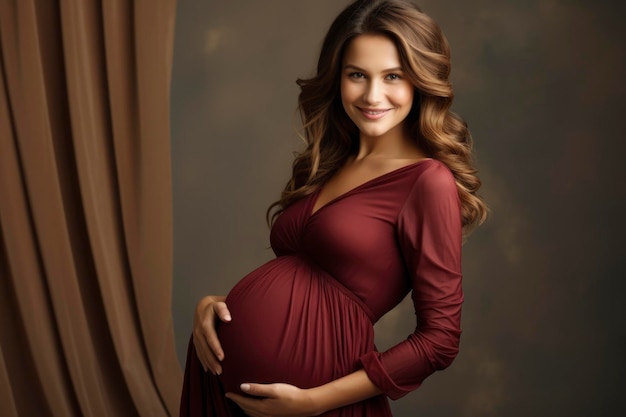 Photo beautiful young pregnant woman posing in studio