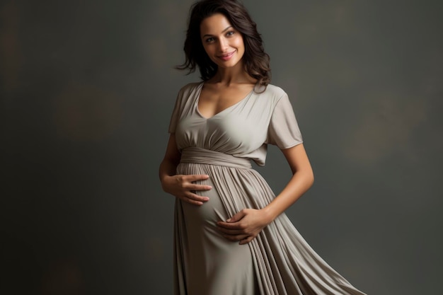 Photo beautiful young pregnant woman posing in studio