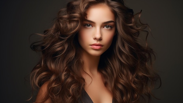 photo beautiful young woman with black curly hair