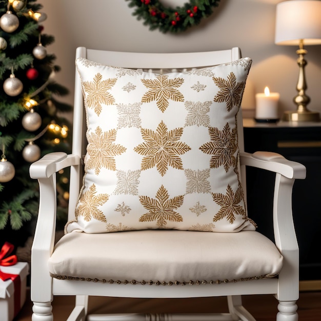 Photo beautifully decorated christmas room with fir tree and white sofa