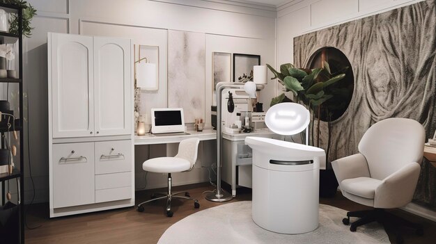 A Photo of a Beauty Salon Skincare Consultation Area with Skin Analysis Tools