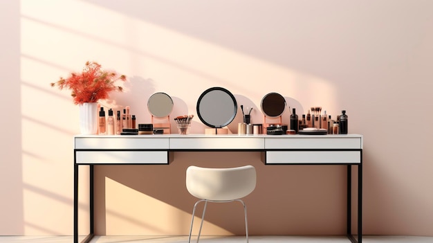 A photo of a beauty salons minimalist makeup counter