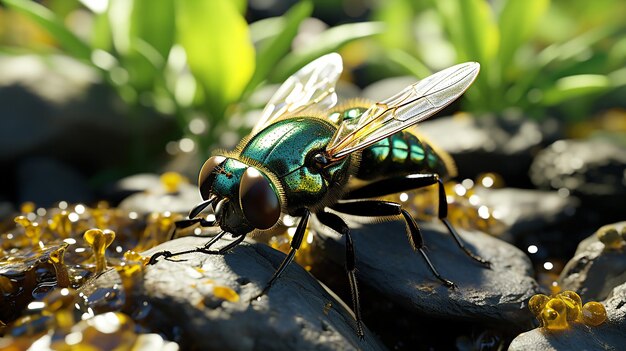 Photo a photo of bee on the leaf