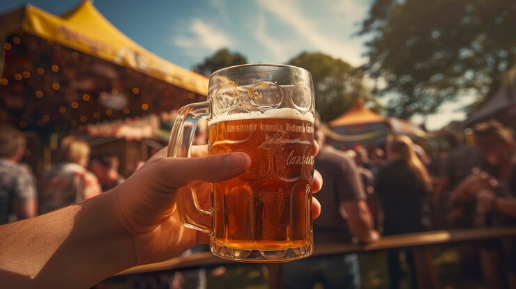 Photo a photo of a beer sampling at a festival