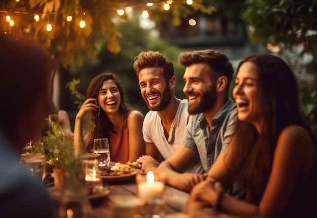 Photo of best friends having dinner together