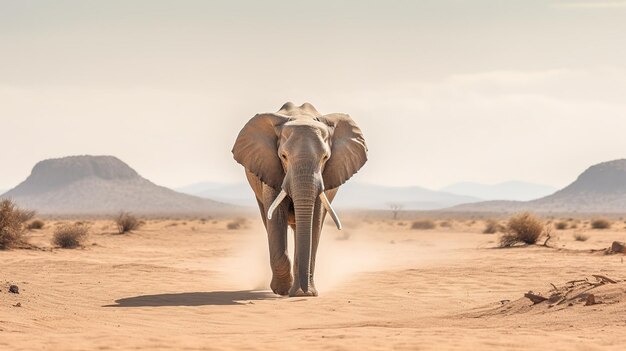 Foto una foto grande elefante che cammina nel deserto